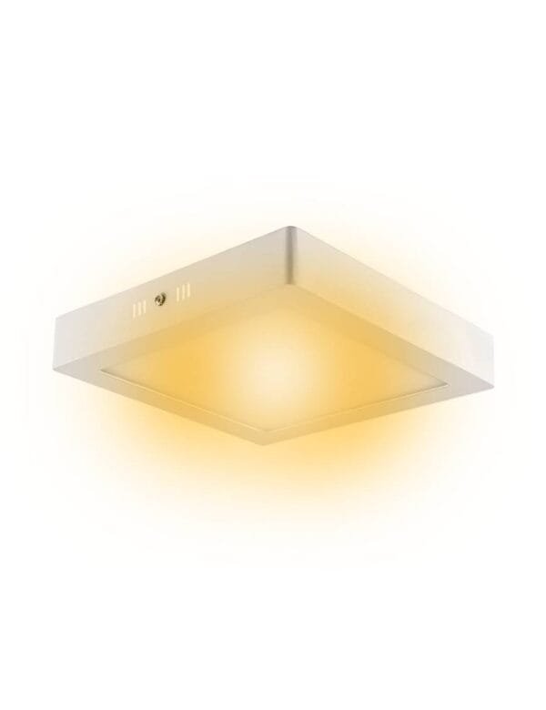 Plafon LED Sobrepor Quadrado 12w Branco Quente