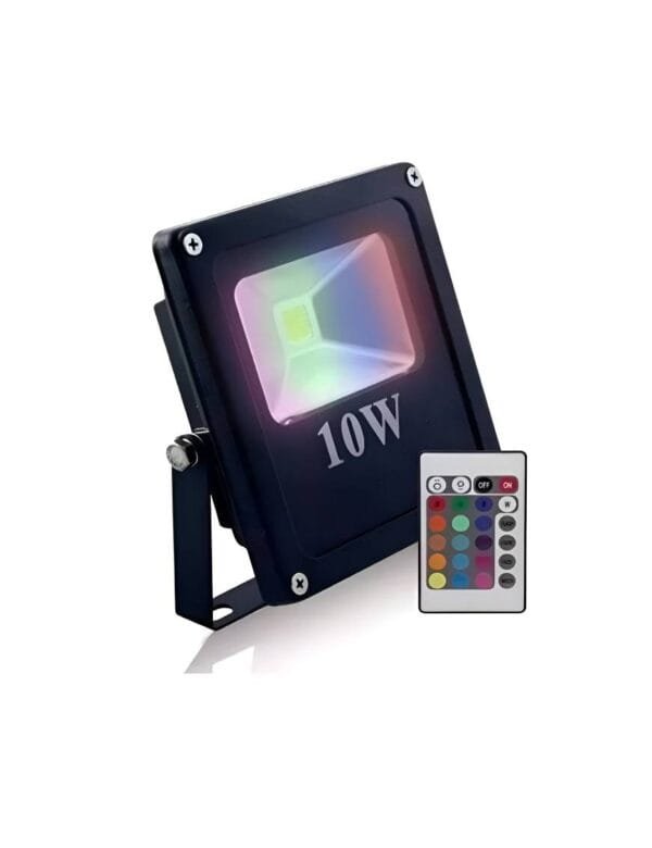 Refletor LED 10w Holofote RGB SMD Colorido Com Controle