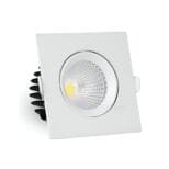 Spot LED COB Embutir Quadrado 7W Direcionável Branco Quente