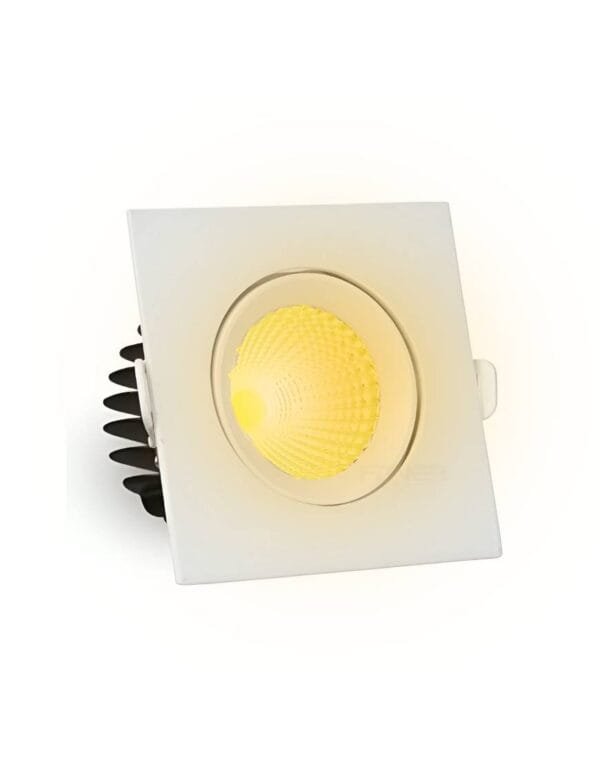 Spot LED COB Embutir Quadrado 7W Direcionável Branco Quente